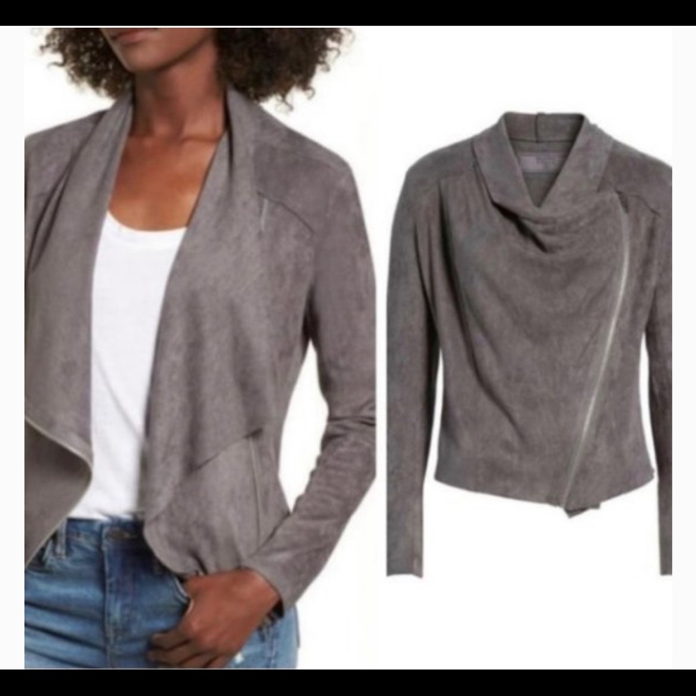 BLANKNYC Faux Suede Moto Drape Jacket